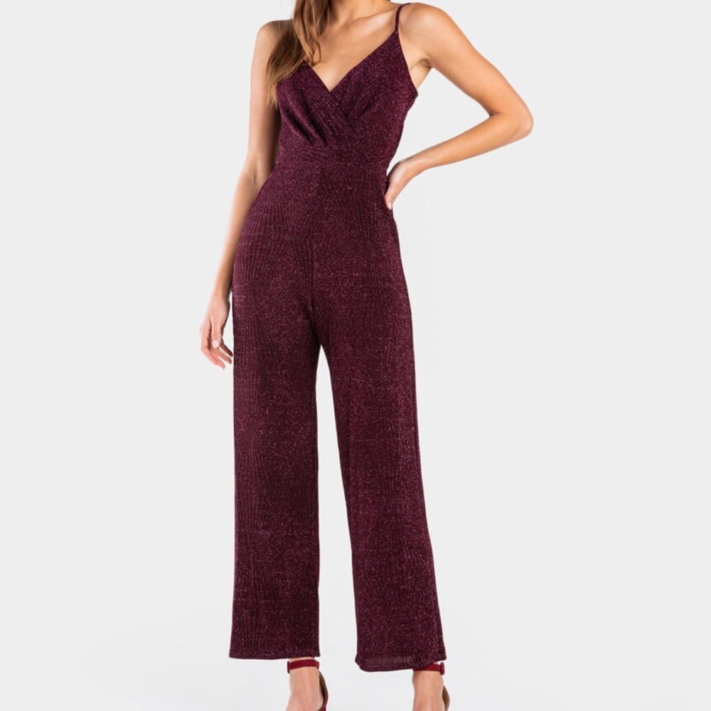 Burgundy Glitter Jumpsuit